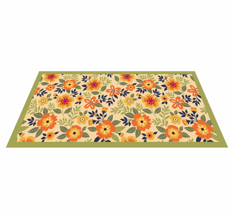 Floral Garden Motif flower vinyl rug - TenStickers