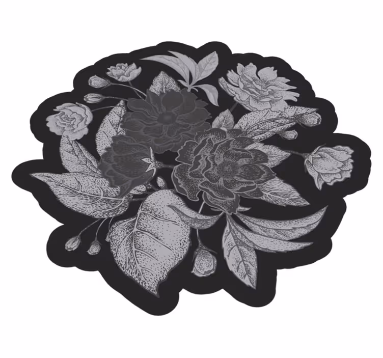 Floral Contour Display flower vinyl rug - TenStickers