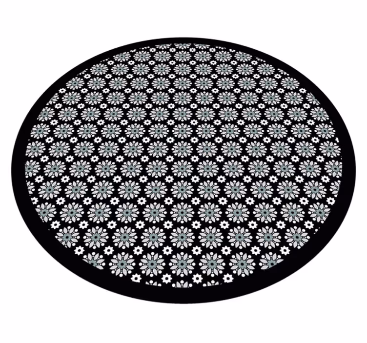 Floral Round Pattern flower vinyl rug - TenStickers