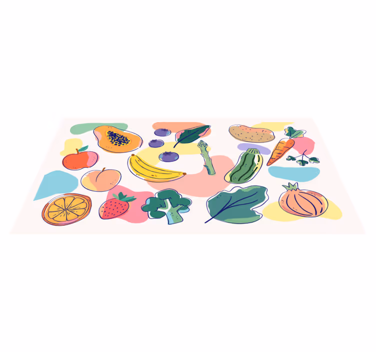 Colorful Fruit Illustration kitchen vinyl rug - TenStickers