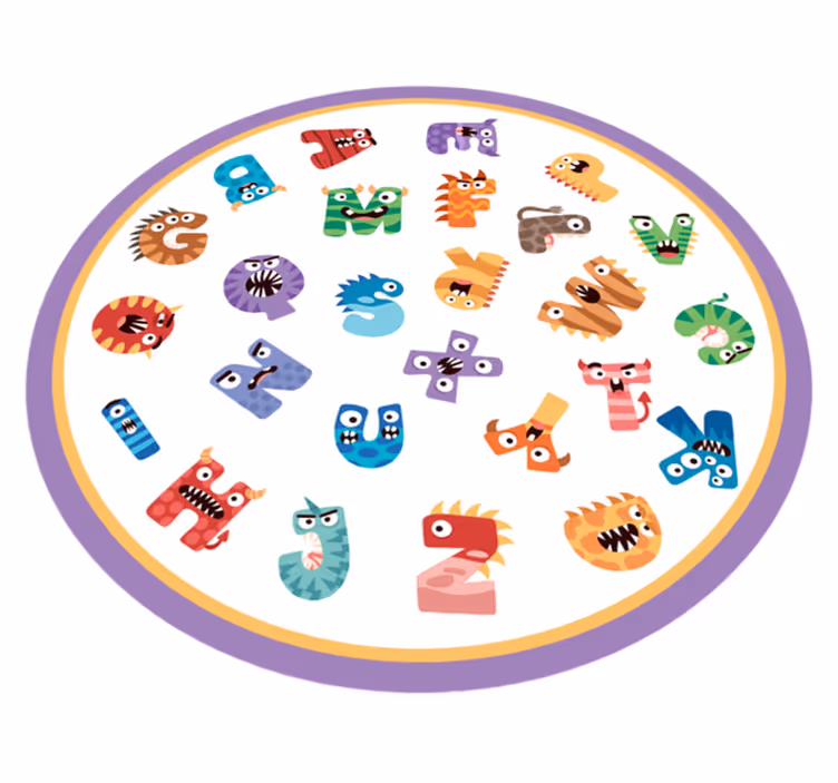 Alphabet circle letter jumble vinyl  rug - TenStickers
