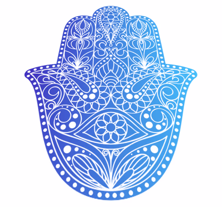 Blue hand of Fatima ethnic rug - TenStickers