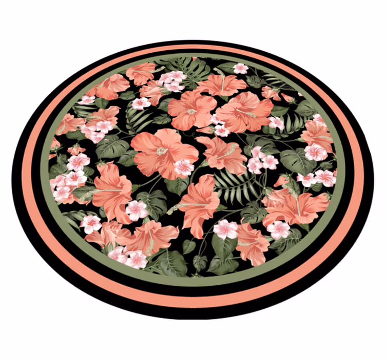 Floral Circular Motif flower vinyl rug - TenStickers