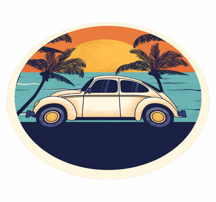 Retro Car Scenery vintage vinyl rug - TenStickers