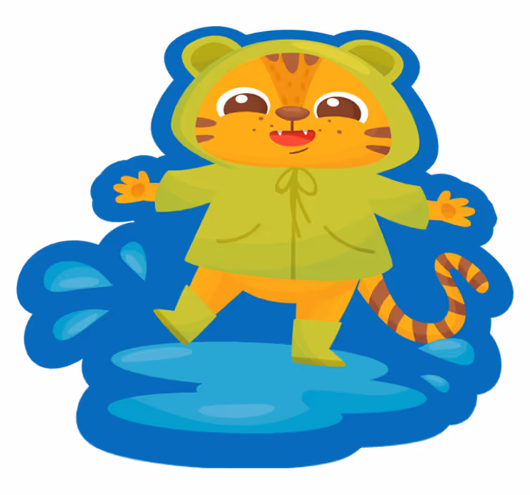 Adorable anime tiger vinyl rug - TenStickers