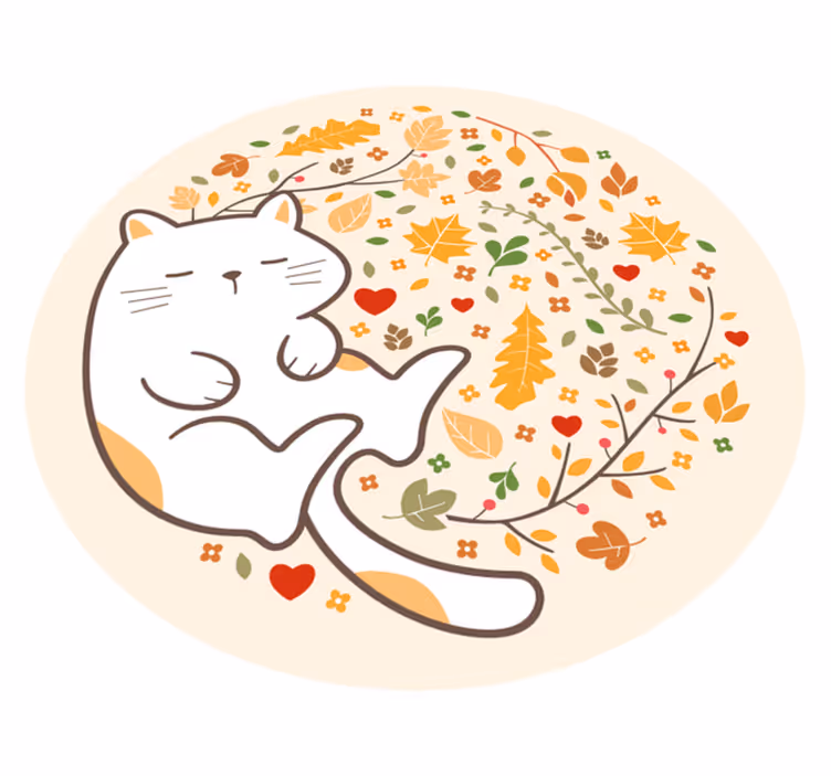 Autumn Cat Illustration vinyl rug - TenStickers