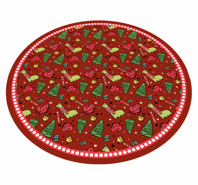 Festive Circular Design christmas vinyl rug - TenStickers