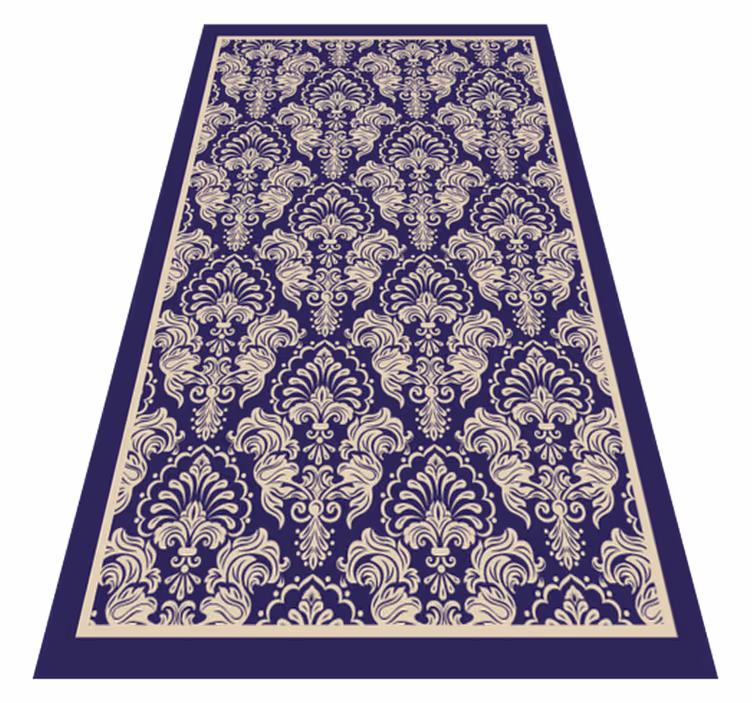 Sophisticated Damask Motif tile vinyl rug - TenStickers