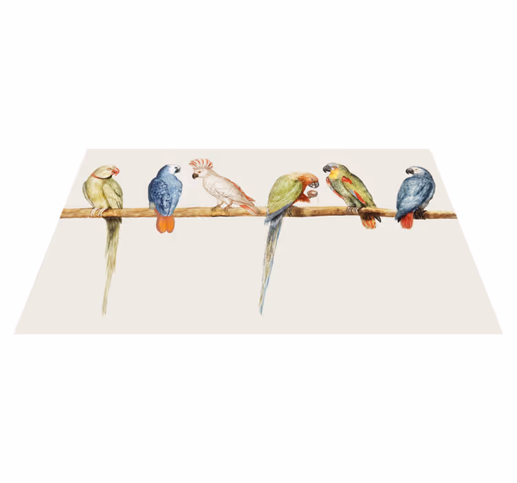 Modern gray with birds and branches floral rug - TenStickers