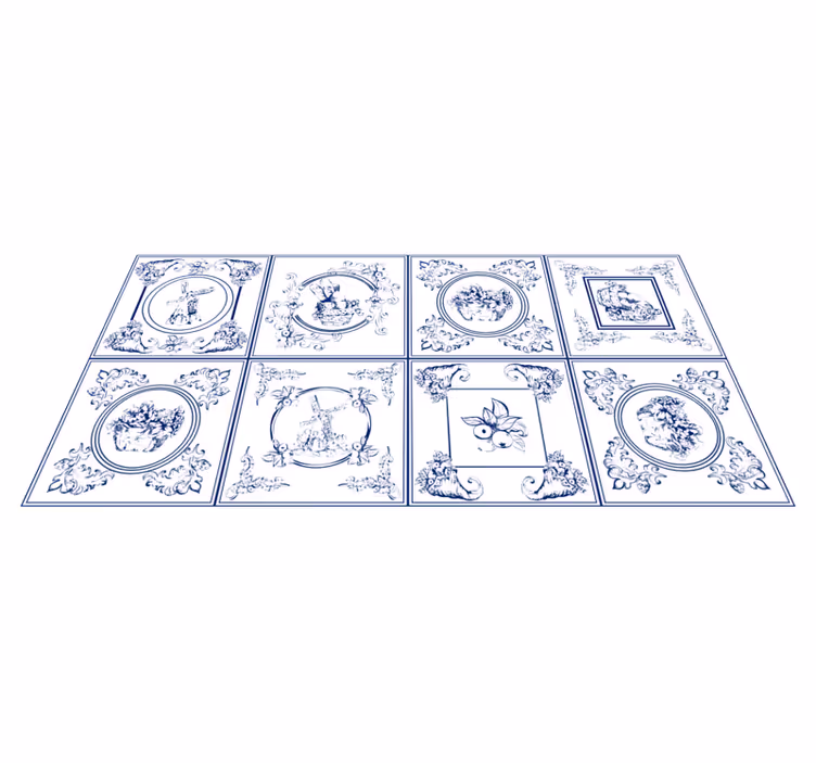 Porcelain Elegance tile vinyl rug - TenStickers