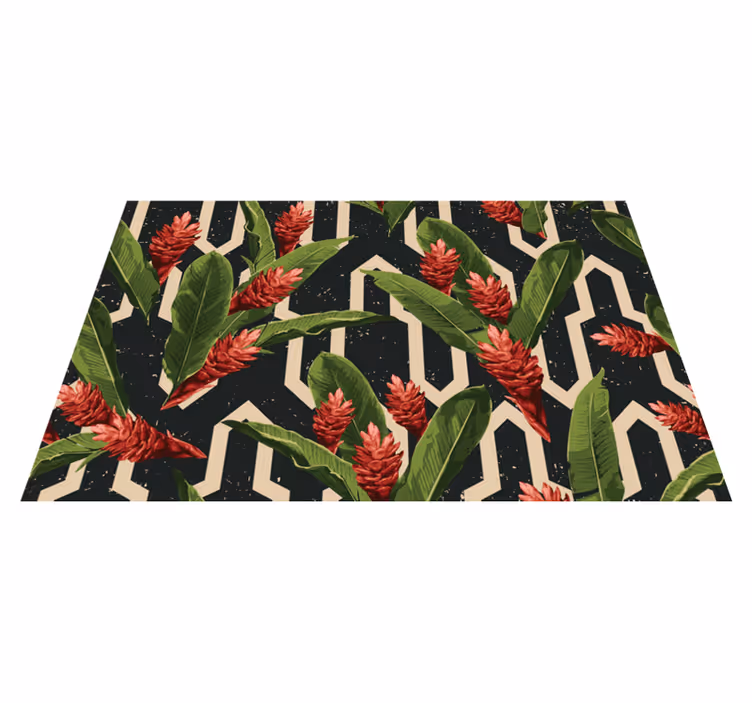 Botanical Geometric flower vinyl rug - TenStickers