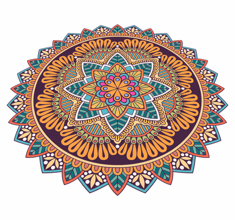 Mandala vinyl rug with lively mandala design - TenStickers