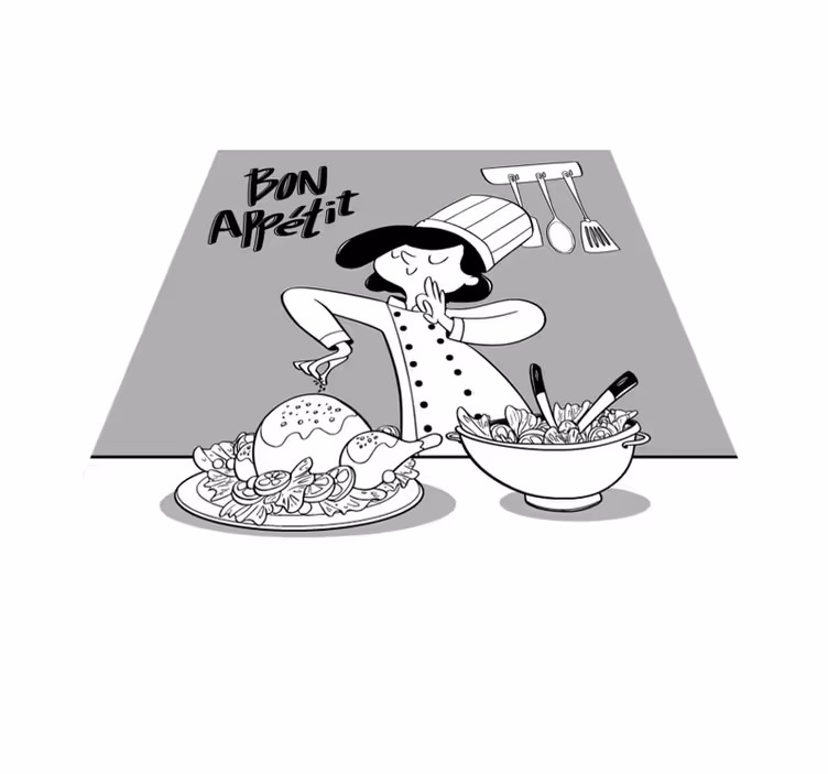 Cartoon Chef Illustration kitchen vinyl rug - TenStickers