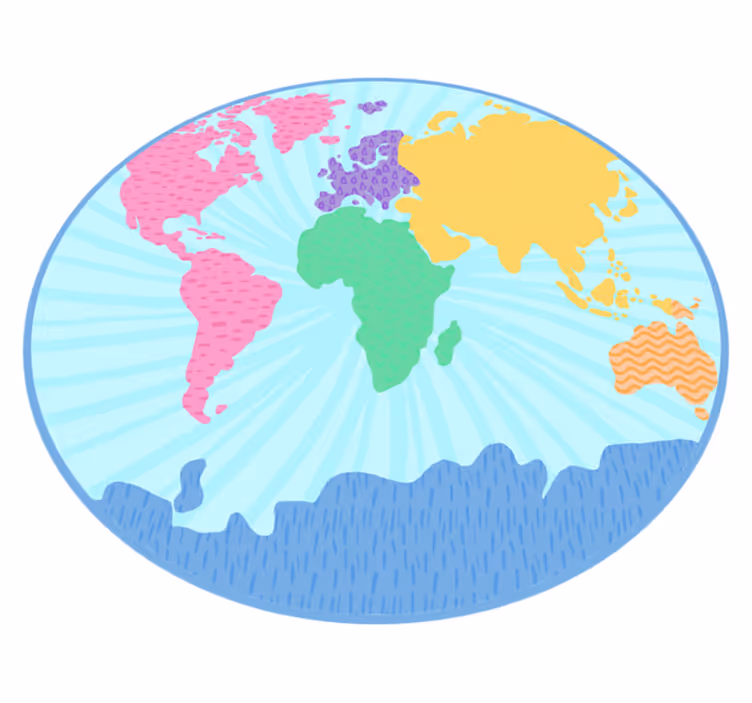 Colorful pastel colors  world map rug - TenStickers