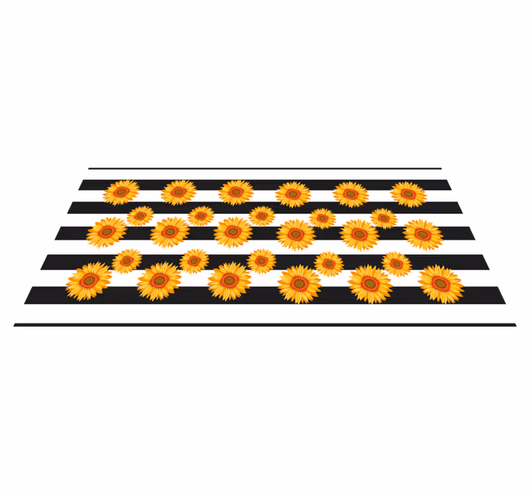 Sunflower Stripes flower vinyl rug - TenStickers