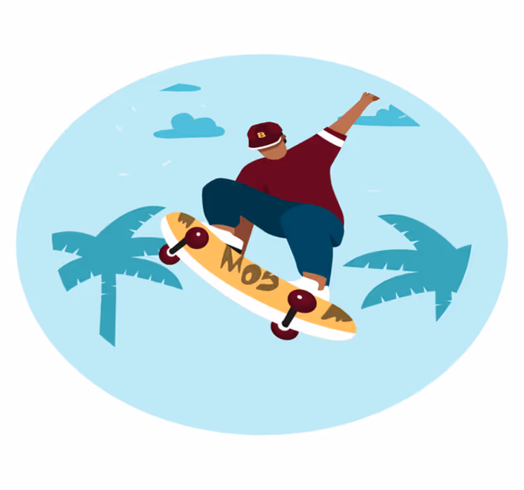 Skateboarding Illustration teenager vinyl rug - TenStickers