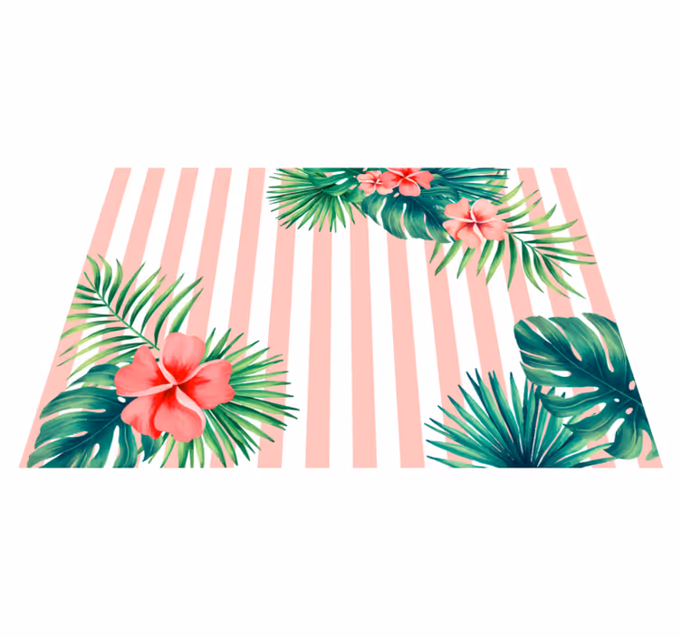 Tropical Flora Stripe flower vinyl rug - TenStickers