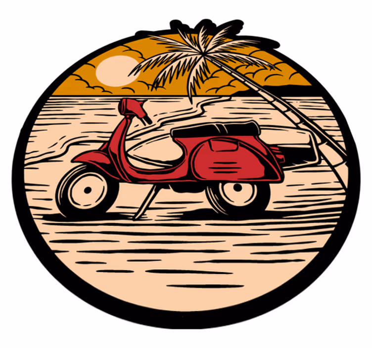 Red motorbike at the beach  nature vinyl rug - TenStickers