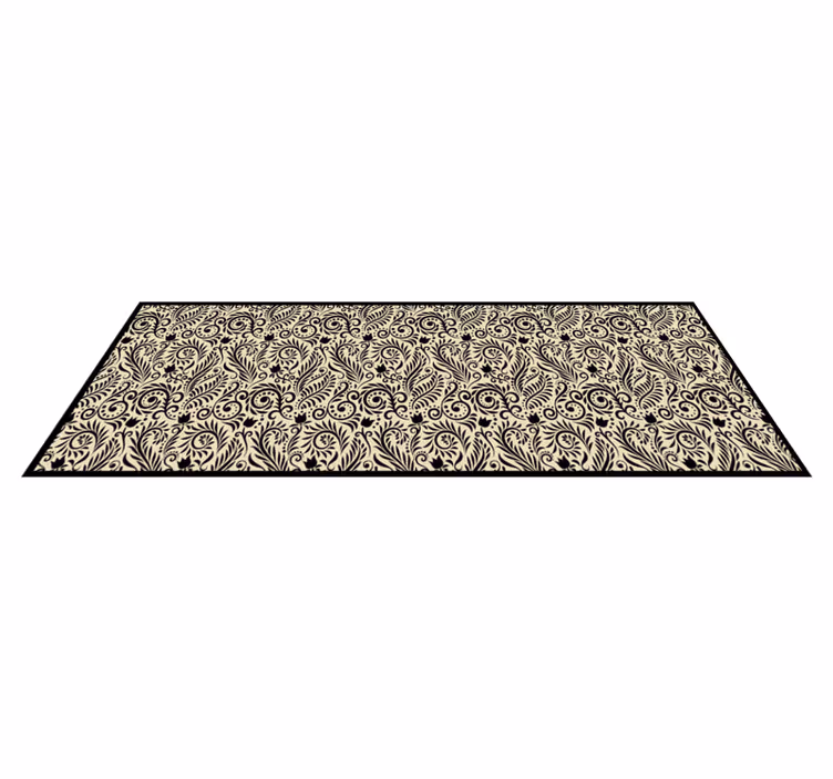 Floral black pattern kitchen floor tiles - TenStickers