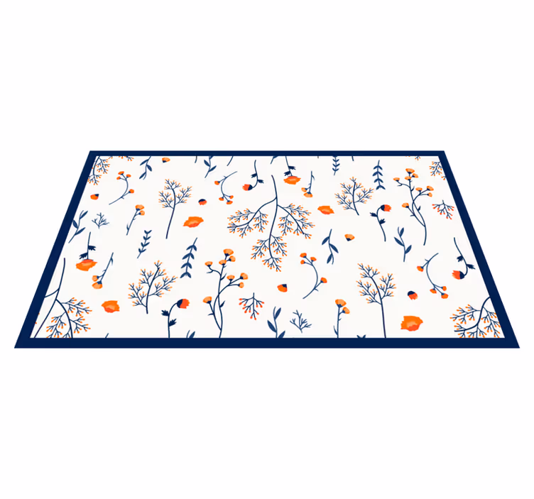 Floral Branches Pattern flower vinyl rug - TenStickers