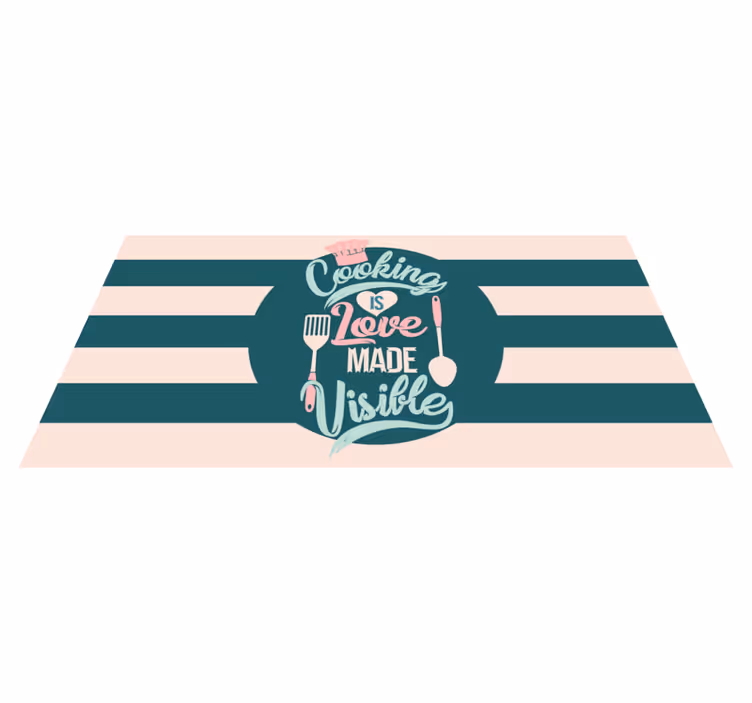 Cooking is love visible kitchen vinyl rug - TenStickers