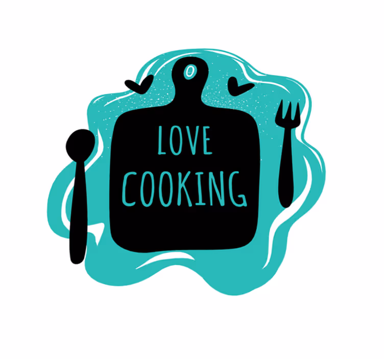 Cutting board love cooking kitchen vinyl rug - TenStickers