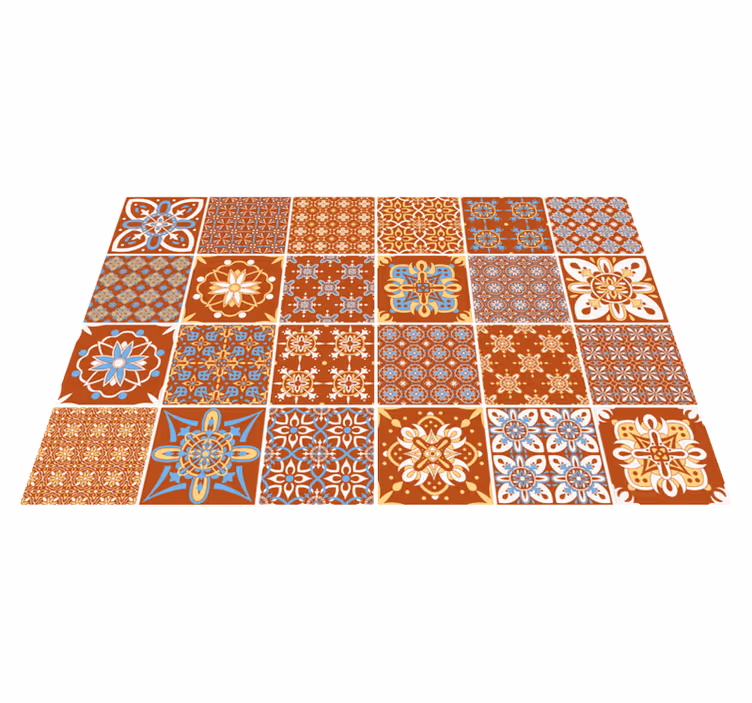 Orange mosaic tile vinyl rug - TenStickers