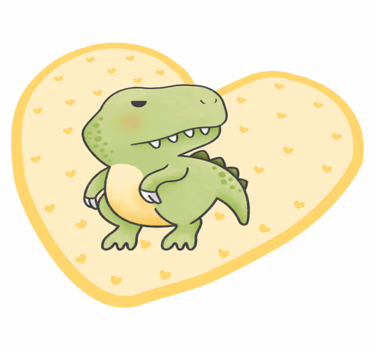 Heart-Shaped Dino kids vinyl rug - TenStickers