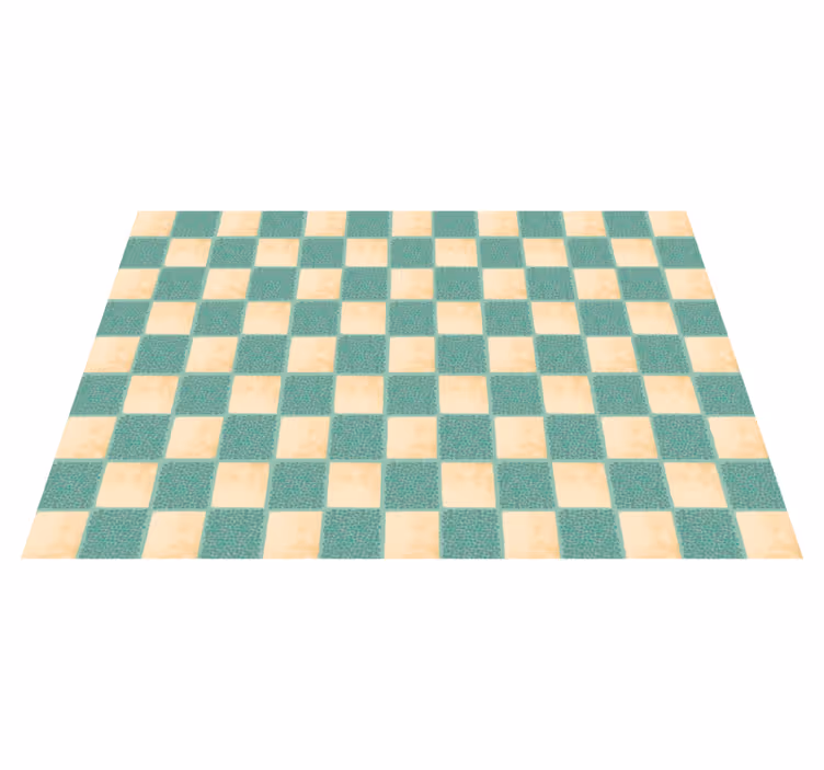 Green checkerboard tile vinyl rug - TenStickers