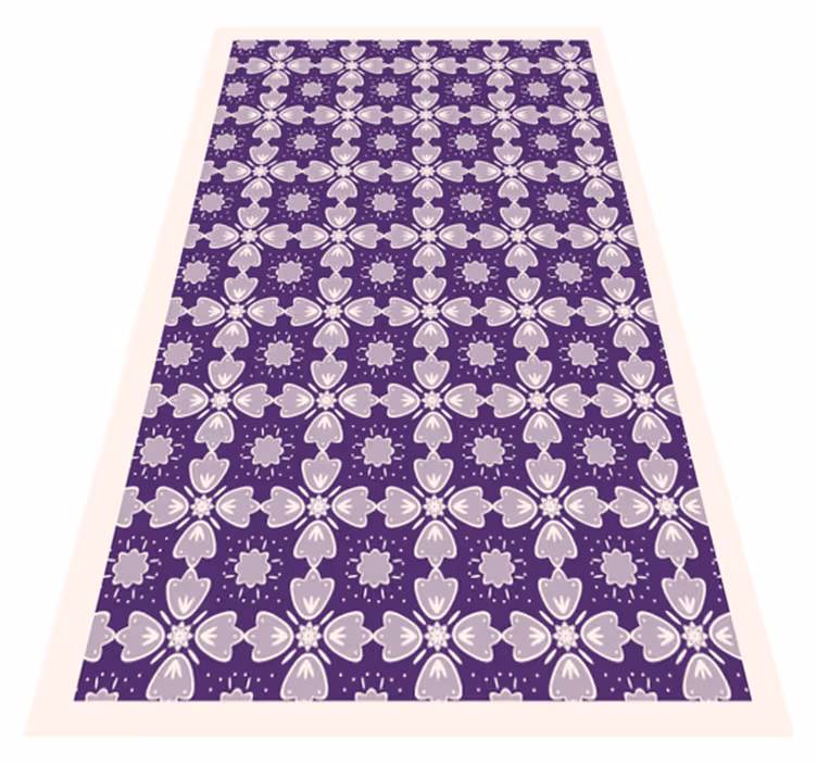 Purple tile design flower vinyl rug - TenStickers