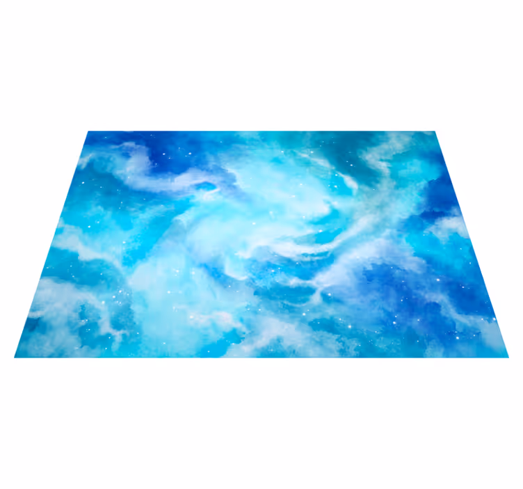Blue aquarelle modern vinyl rug - TenStickers