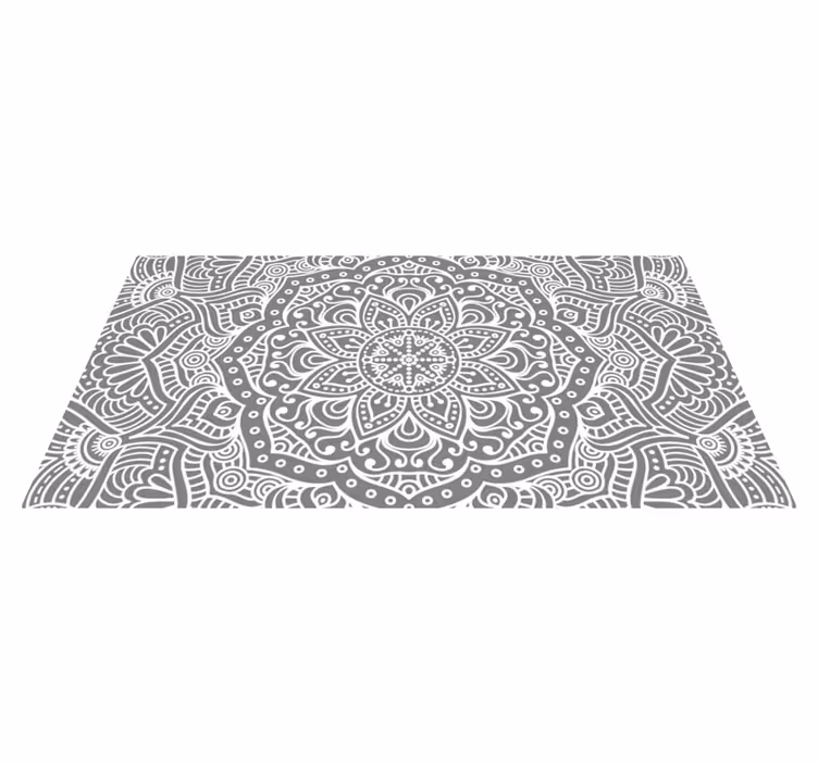 Ornate Grey Pattern mandala vinyl rug - TenStickers