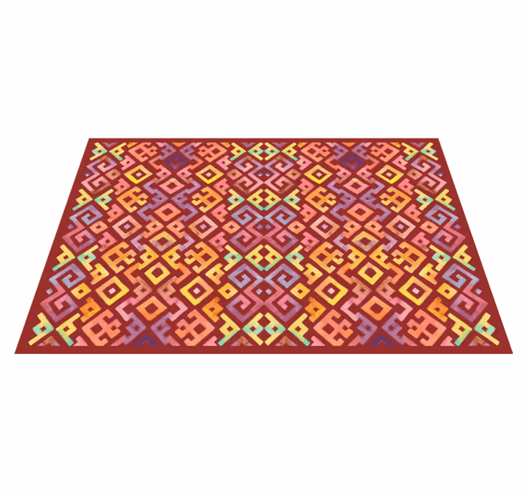 Colorful Geometric Motif tile vinyl rug - TenStickers