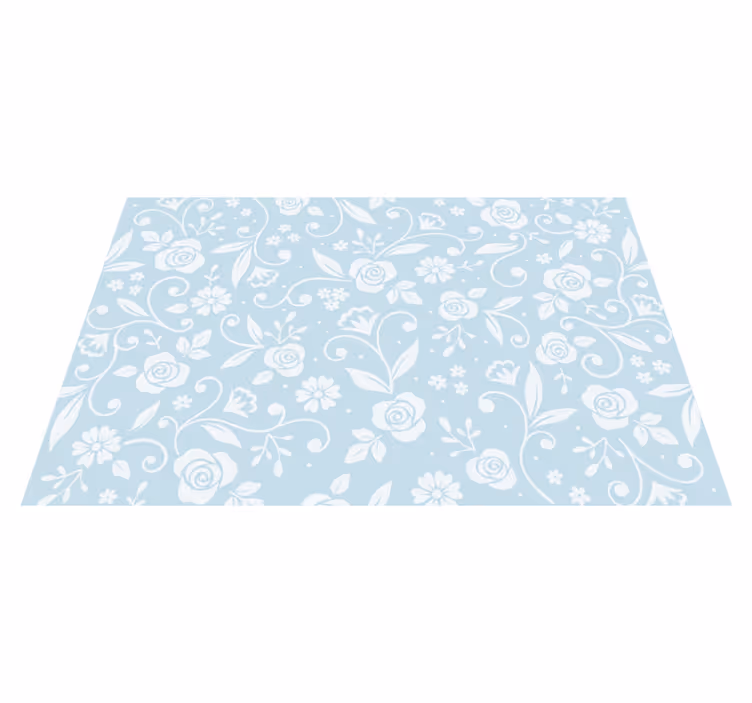 FLORAL PATTERN BLUES flower vinyl rug - TenStickers