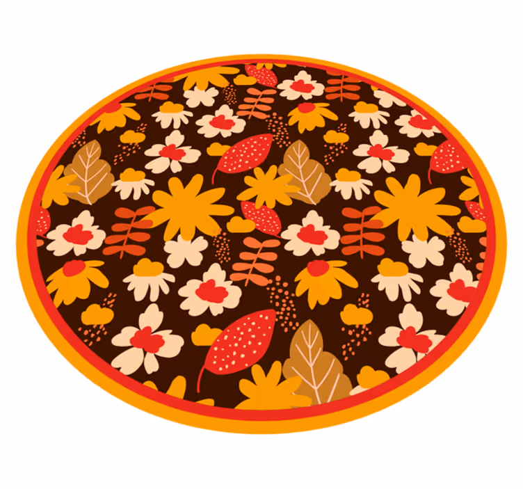 Floral Cheerful Motif flower vinyl rug - TenStickers