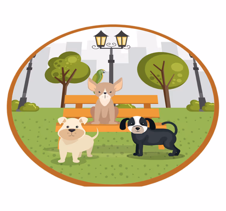 Dogs in park animal vinyl rug - TenStickers