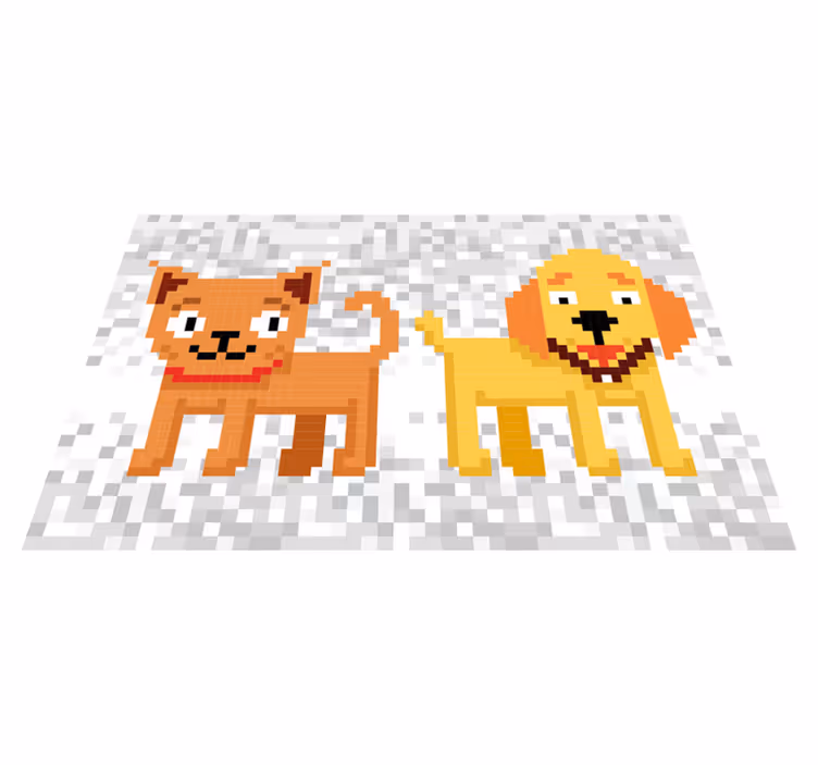 Pixelated Pet Friends vinyl rug - TenStickers
