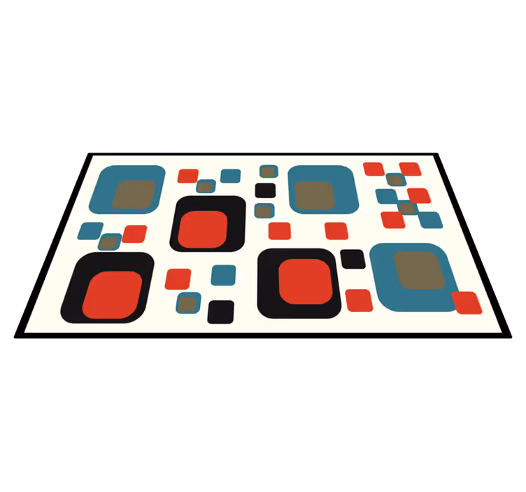 70's blue and black squares geometric rugs - TenStickers