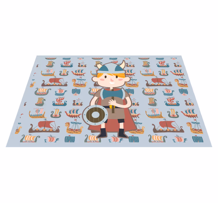 Smiling cartoon viking holding axe ethnic rug - TenStickers