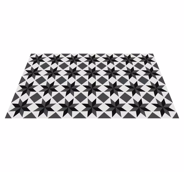 Black stars motif  kitchen vinyl rug - TenStickers