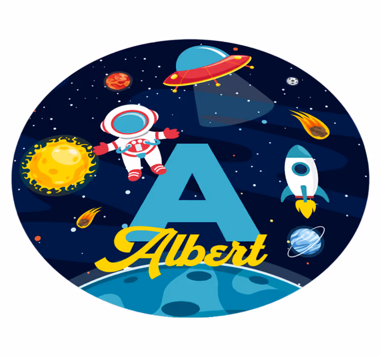 Custom name in space vinyl rug - TenStickers