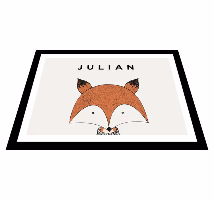 Custom vinyl rug with personalized fox character - TenStickers