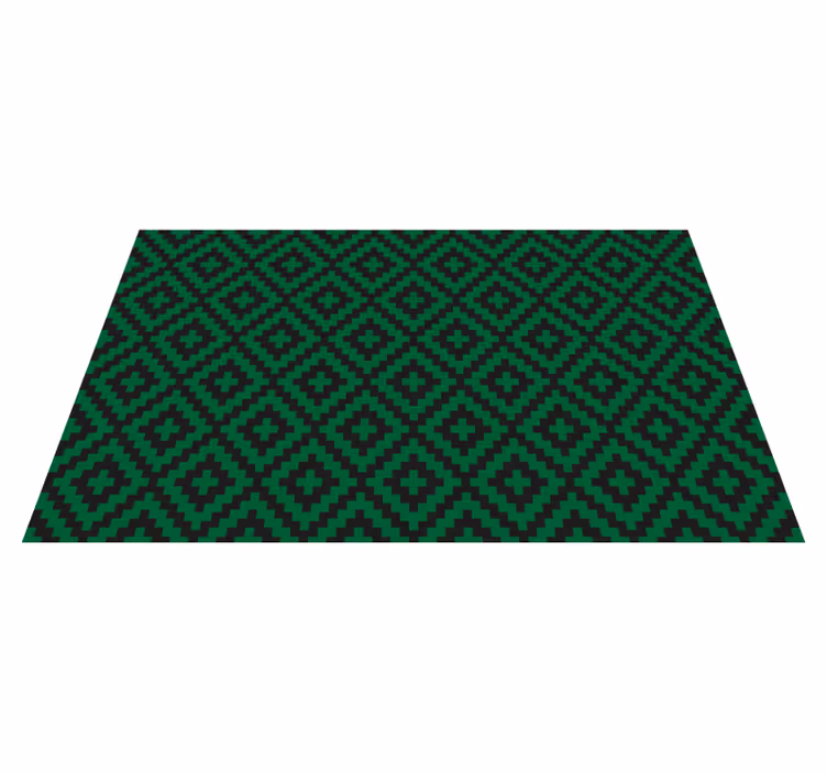 Green diamond pattern kitchen vinyl rug - TenStickers