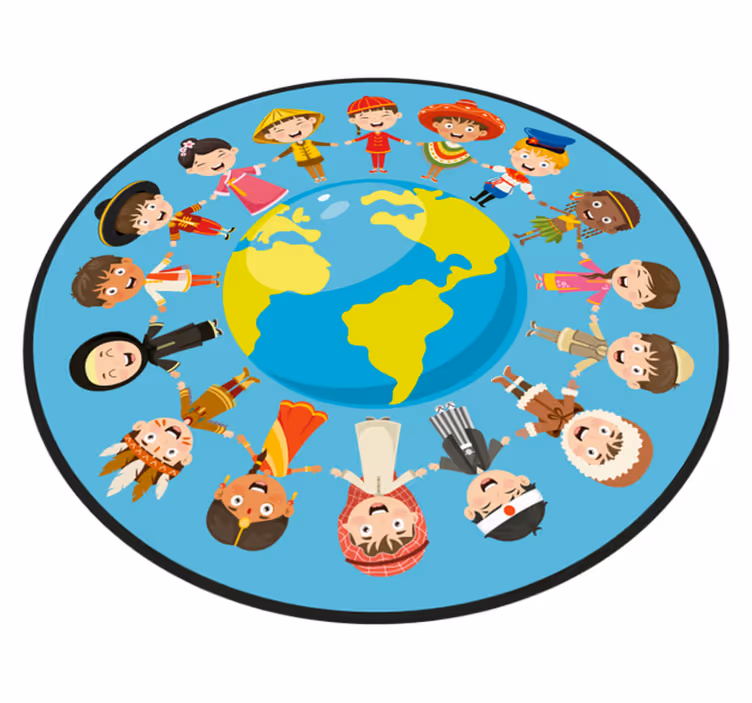 Cultural Kid Characters teenager vinyl rug - TenStickers