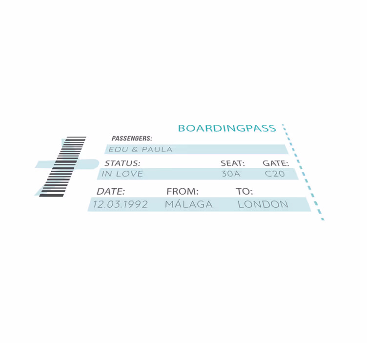 Flight ticket personalised mat - TenStickers