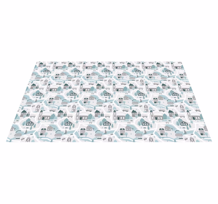 Charming Village Scene road vinyl rug - TenStickers