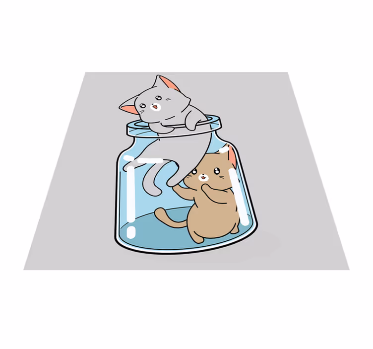 Cute cats jar animal vinyl rug - TenStickers