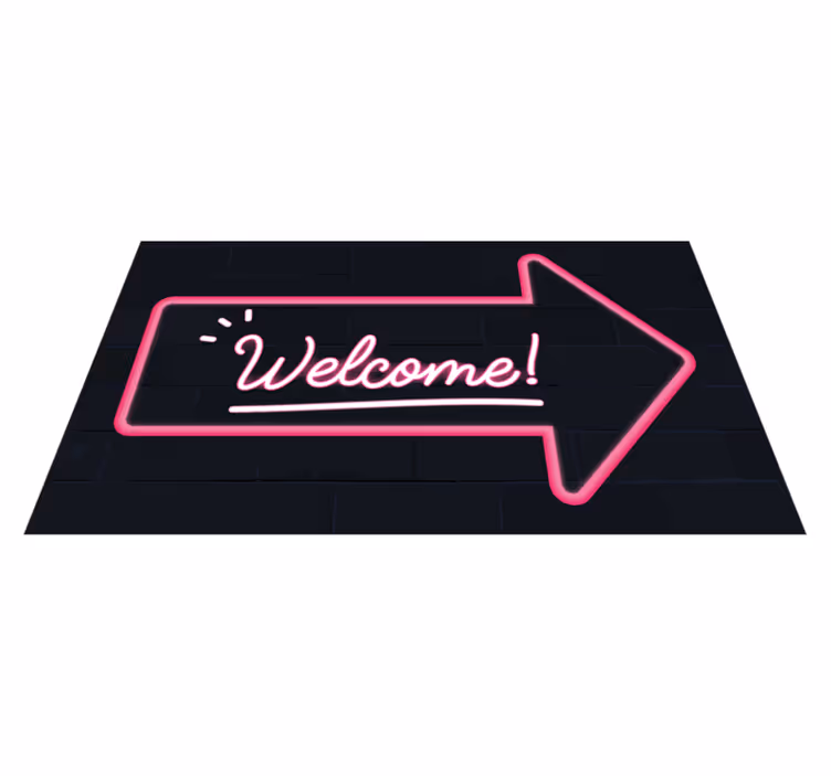 welcome sign post with neon entrance hall tiles - TenStickers