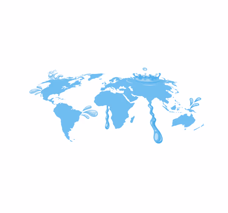 Blue water design world map vinyl rug - TenStickers