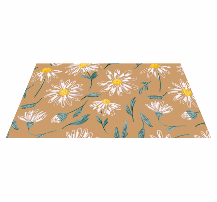 Daisy Blossom Motif flower vinyl rug - TenStickers